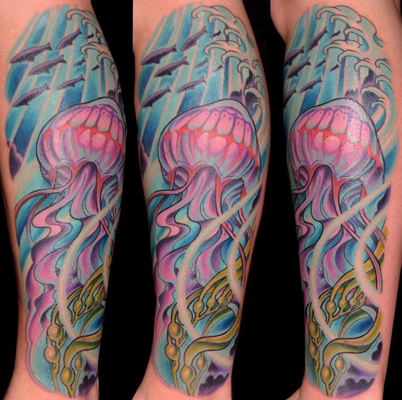 This is a tattoo I did of a Jelly Fish on Lydia Martin.