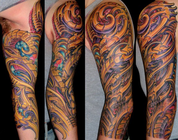 This is a tattoo I did on Robert of some biomechancial shapes.