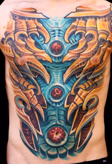 Bio Mechanical Chest Tattoo