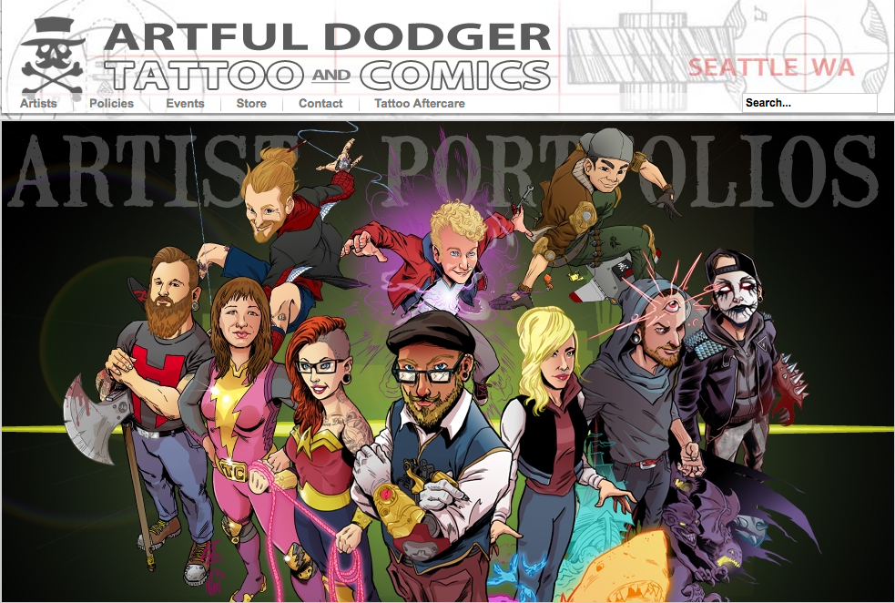 NOW TATTOOING AT ARTFUL DODGER TATTOOS AND COMICS