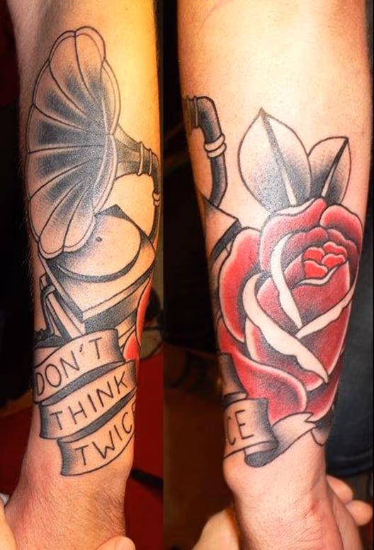 Traditional record player tattoo