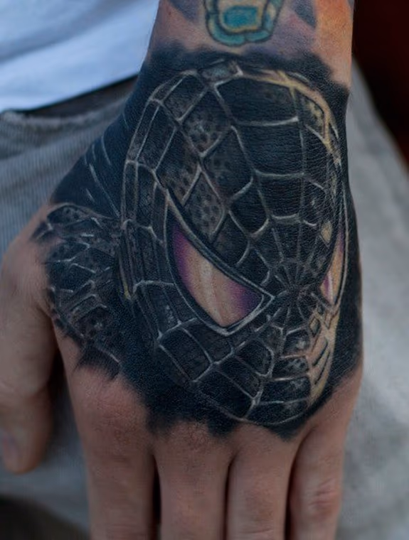 Spiderman hand tattoo