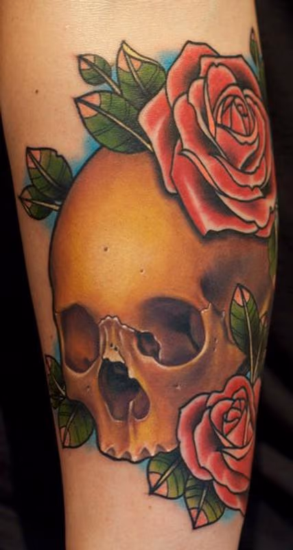 Skull with Roses Tattoo