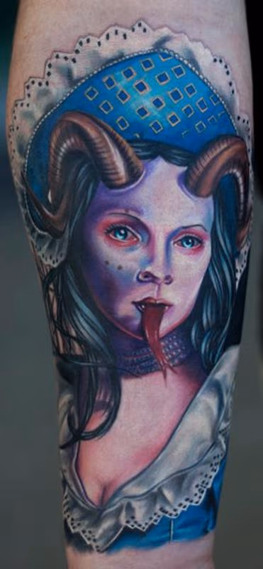 Evil Victorian Girl Tattoo