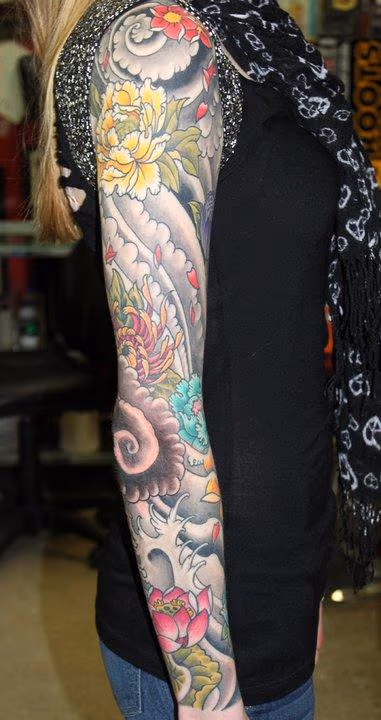 Sleeve of flowers, wind and water
