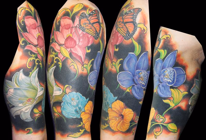 Floral half sleeve