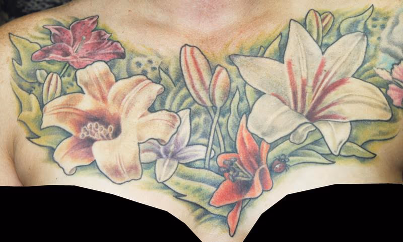 Chest panel of flowers