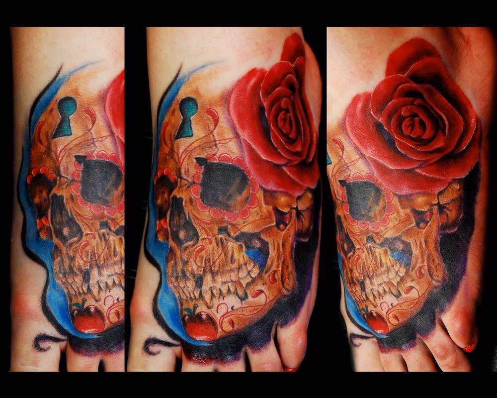 Dia De Los Muertos Skull with Rose