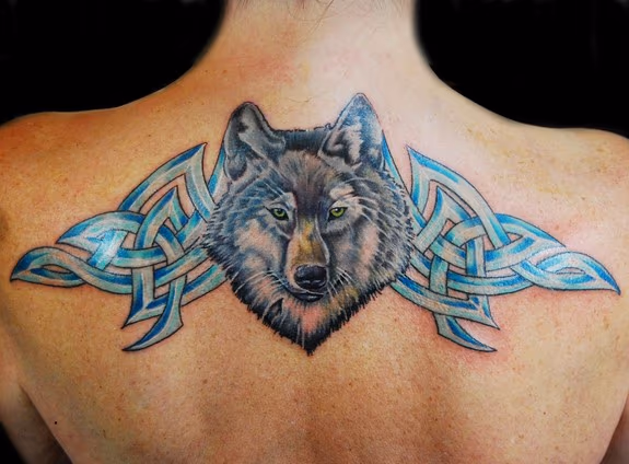 Wolf and Celtic Knot work