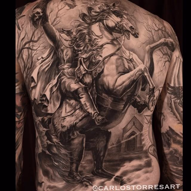 Headless Horseman Back Tattoo