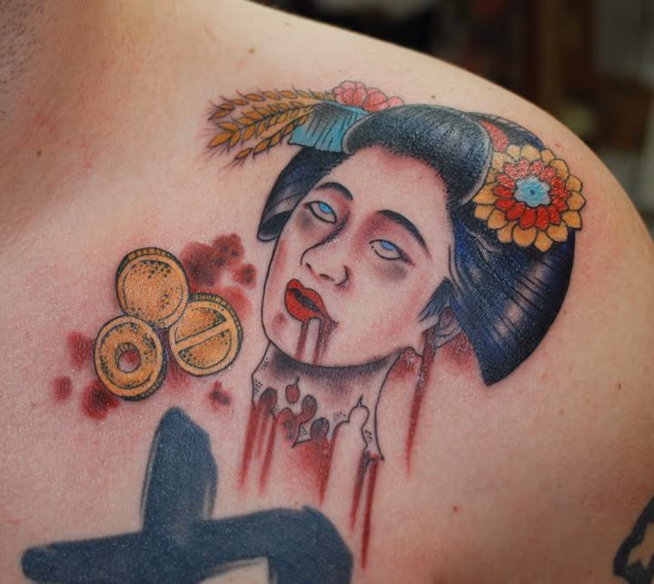 Severed geisha head