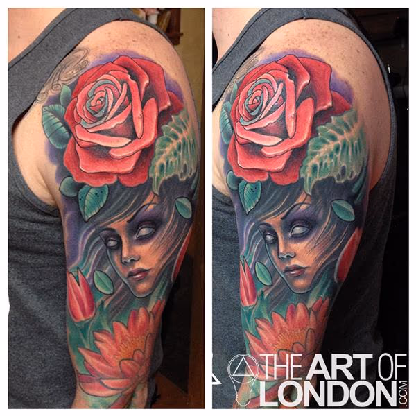 Mother Nature Rose Flowers Tattoo