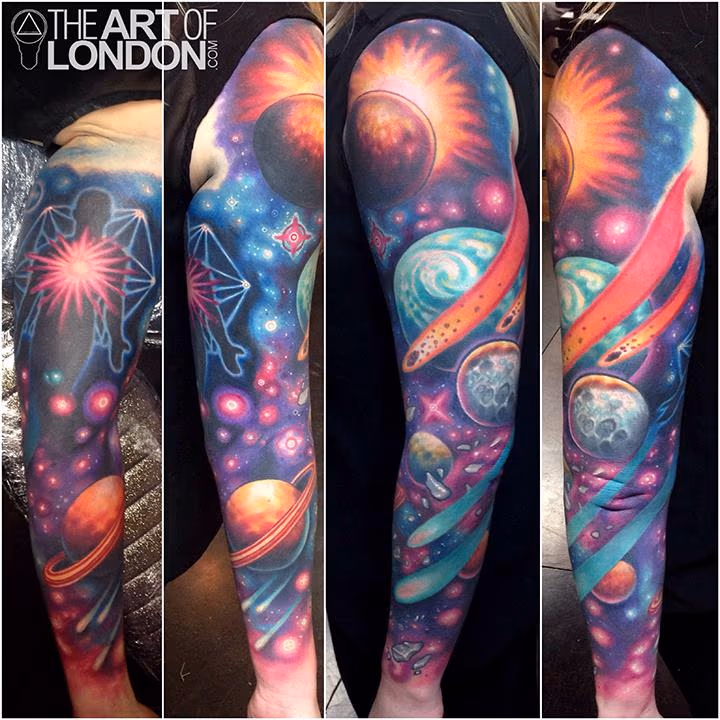 galaxy universe space intergalactic planets asteroid tattoo