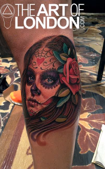 Day of the Dead Girl and Rose Tattoo