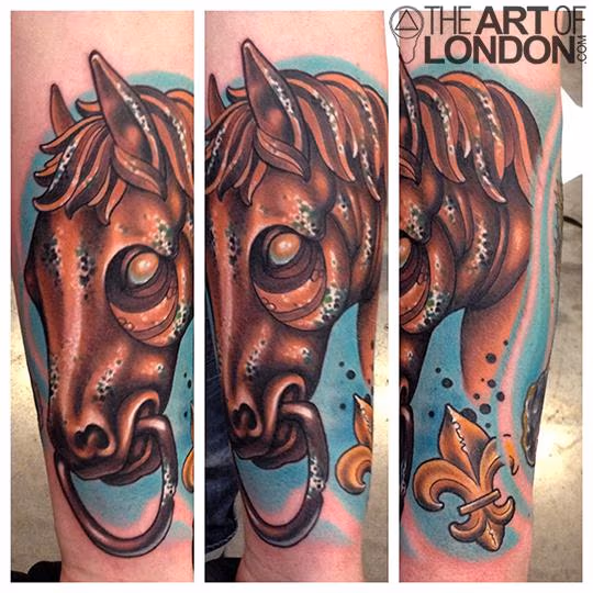 New Orleans Bronze Equestrian Pole Horse Tattoo