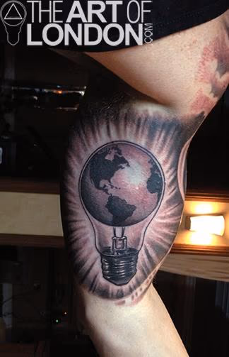 Religious Light Bulb of the World Tattoo