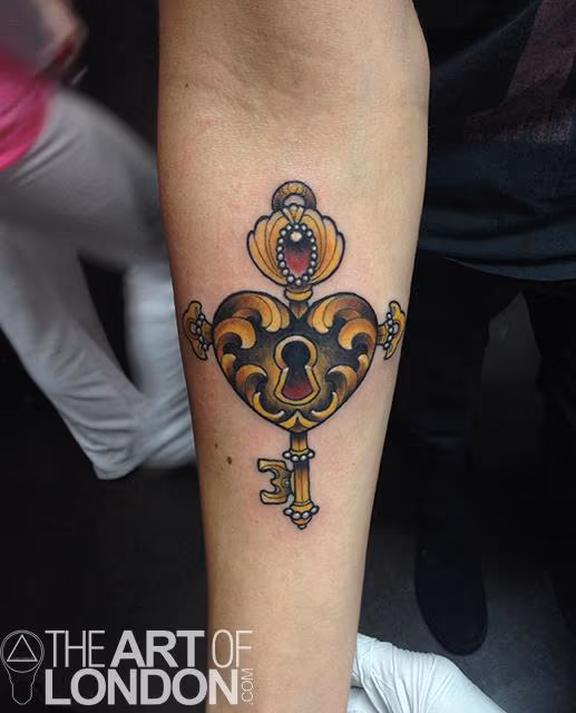 Key and Heart Locket Cross