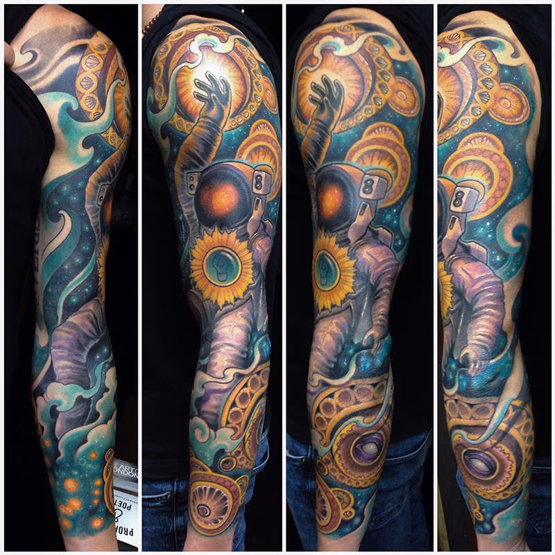 Astronaut Space Dreams Sleeve Tattoo