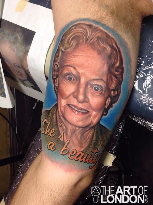 Silly Grandmother Color Portrait Tattoo
