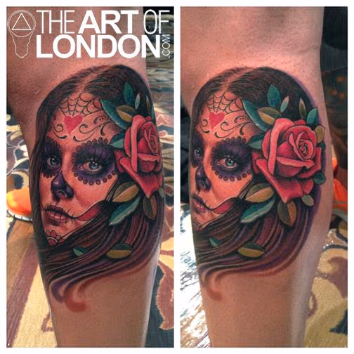 Day of the Dead Girl and Rose Tattoo