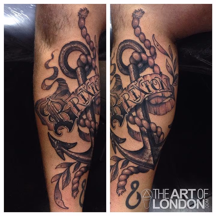 Anchor Rope and Banner Tattoo