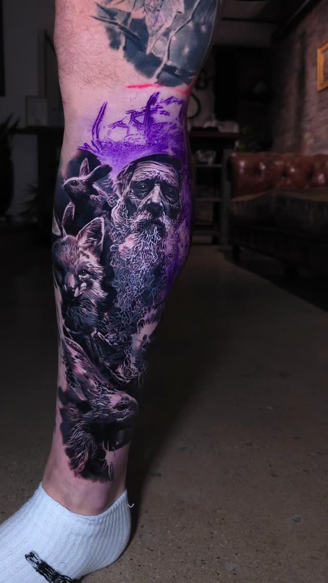 Radagast portrait leg sleeve with purple accents