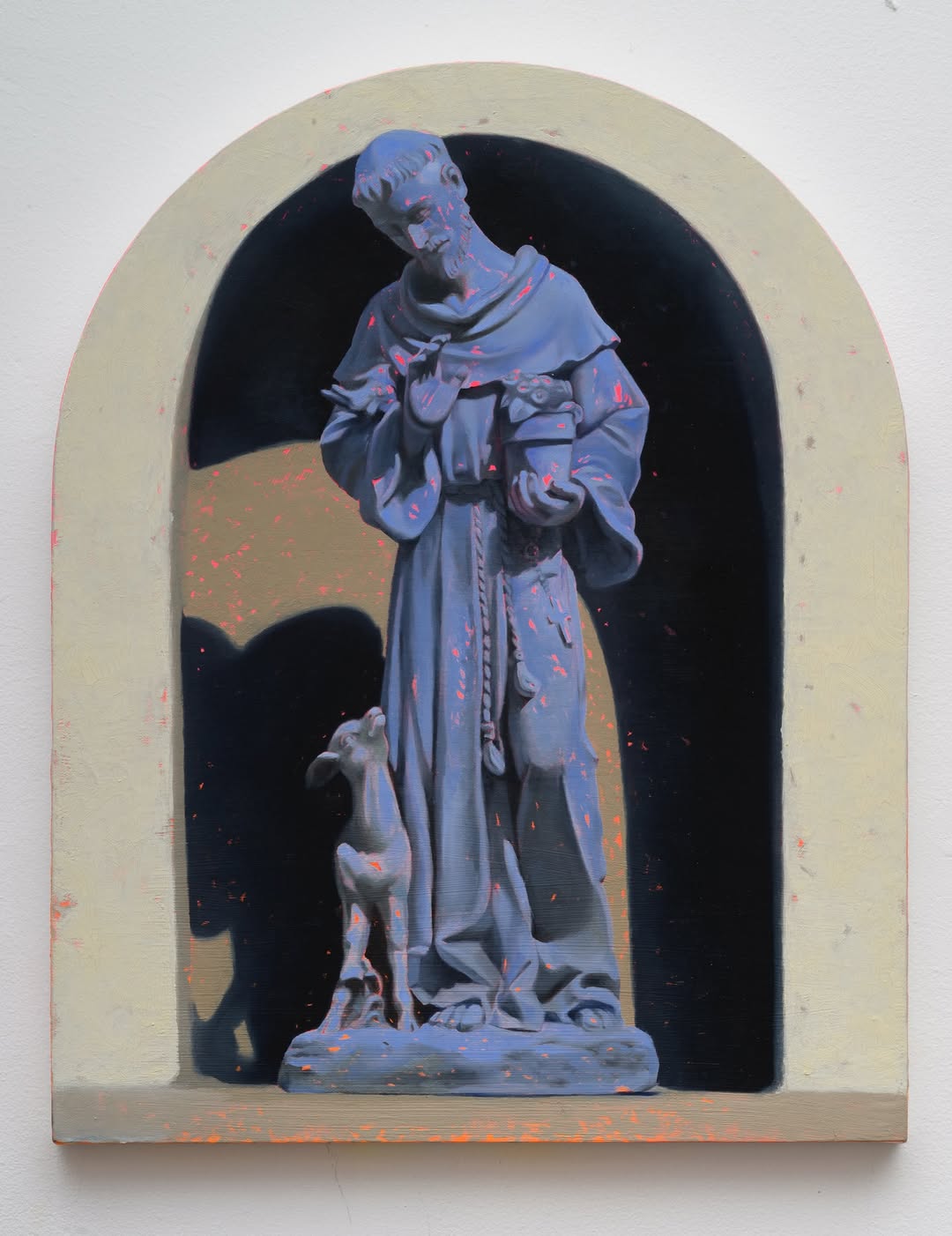 Saint with wolf religious oil painting