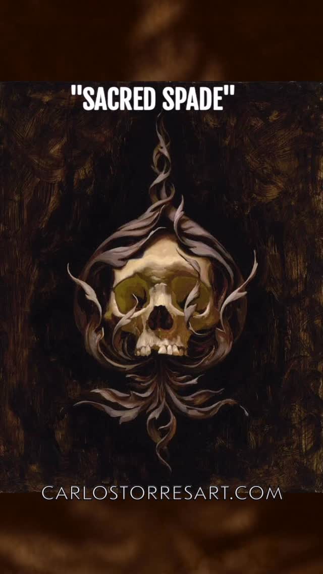 Sacred Spade skull with ornamental vines