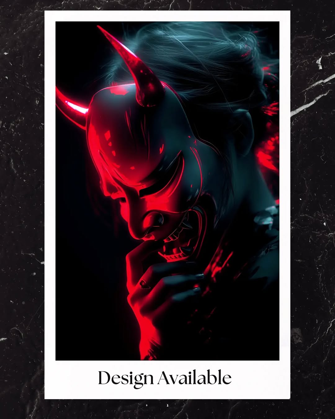Neon demon portrait with horns, color design