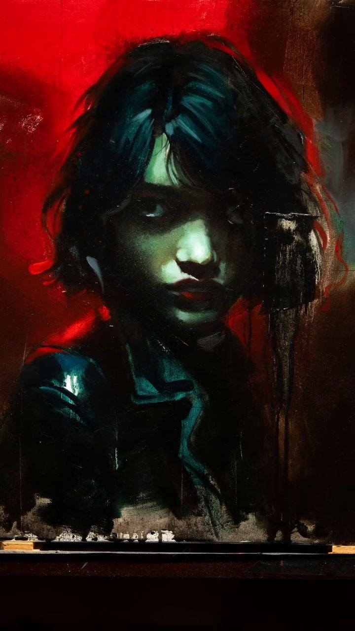 Rebel heart portrait painting, oil on canvas