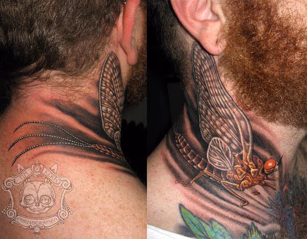 Neck Bug Tattoo
