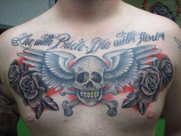 Skull with Wings and Roses