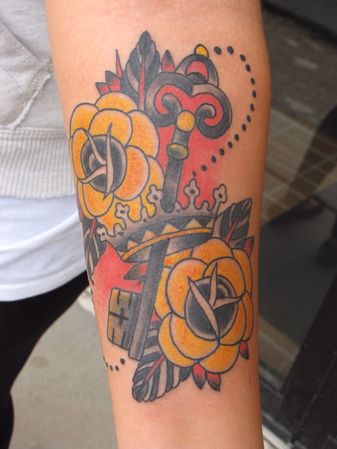 roses and key tattoo