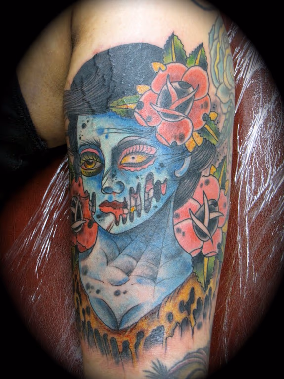 zombie pin up traditional tattoo