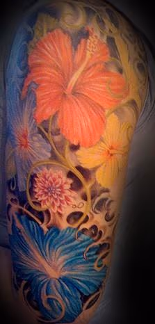 flower half sleeve tattoo