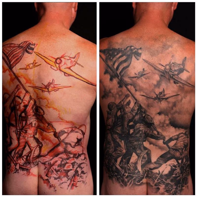 Iwo Jima Backpiece Tattoo