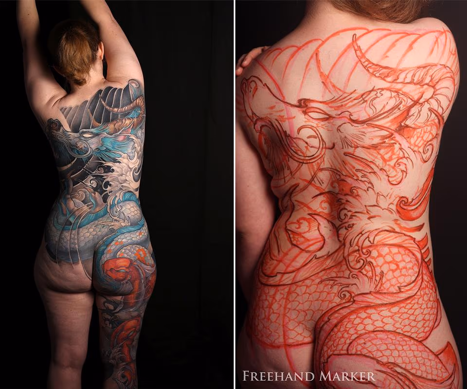 Japanese Water Dragon Full Back