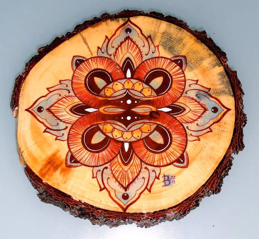 mandala on wood