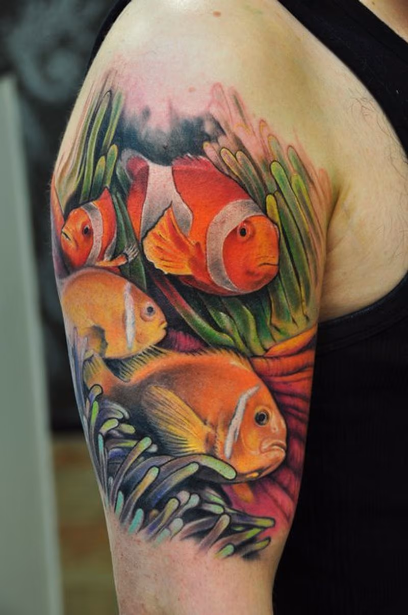 fish and coral tattoo