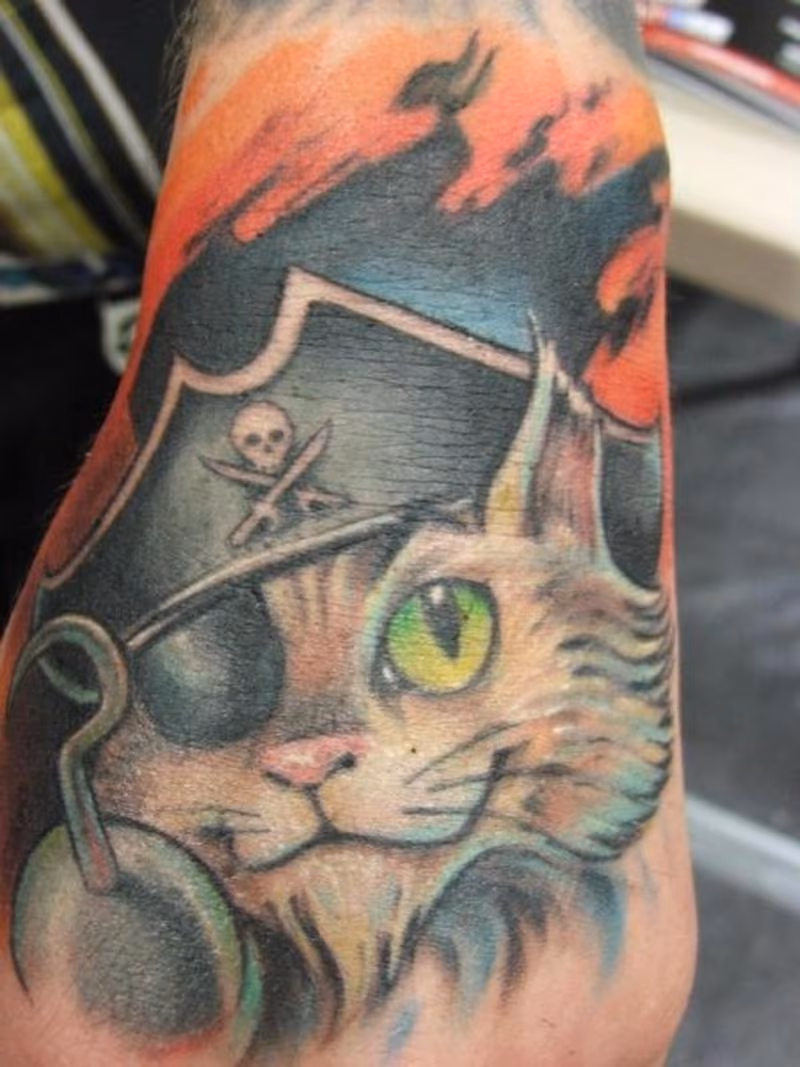 Pirate cat tattoo