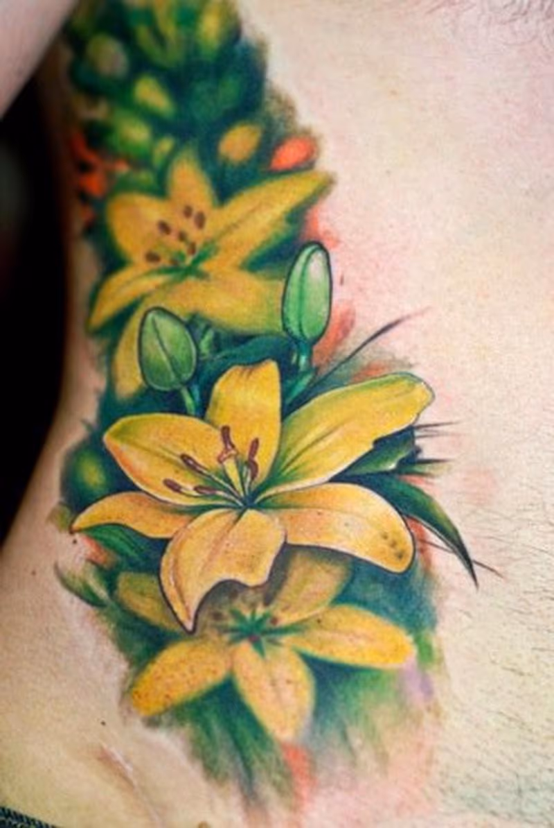 Yellow flowers tattoo