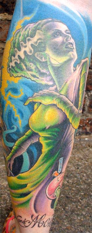 Bride of Frankenstein Sleeve Tattoo