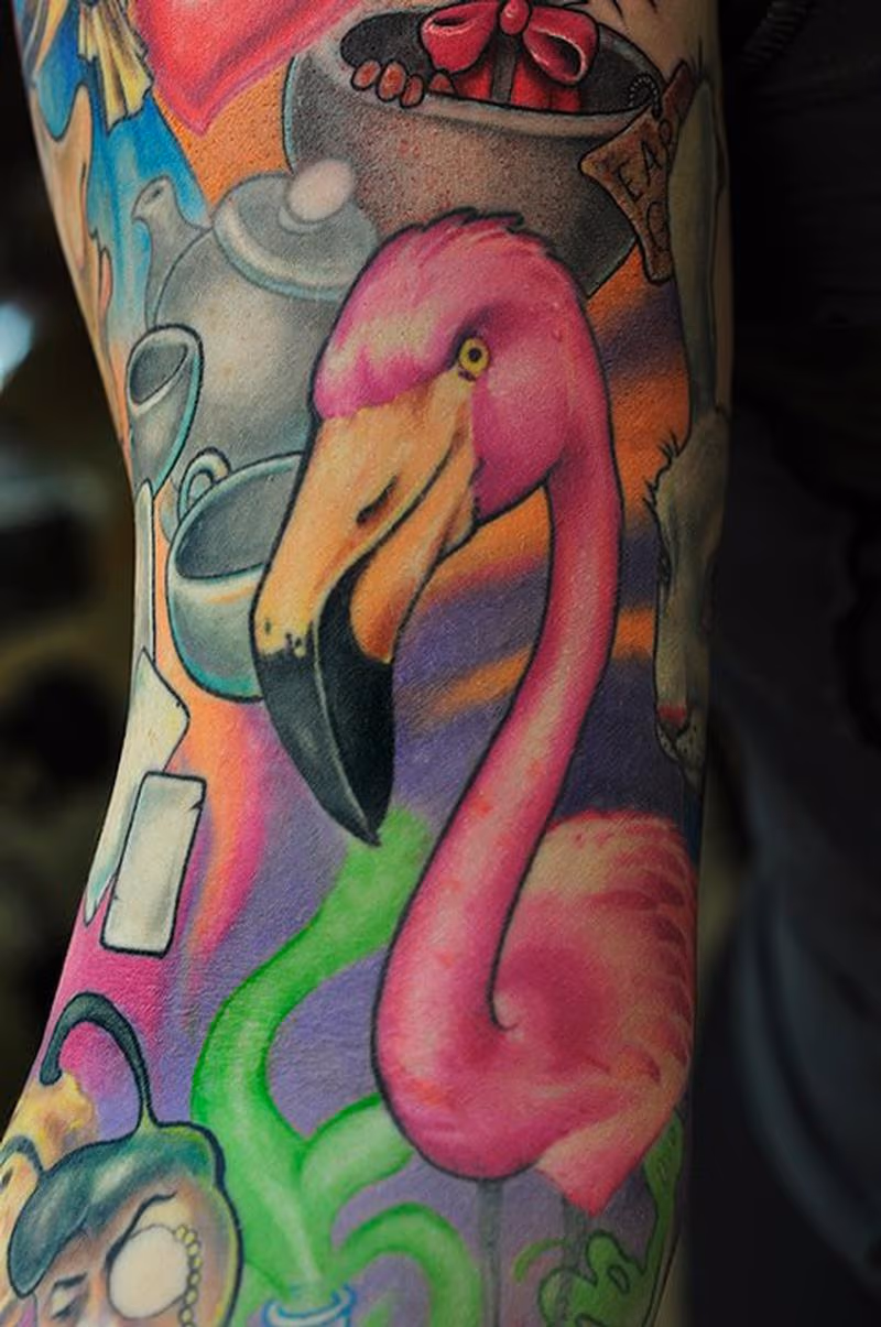 pink flamingo tattoo