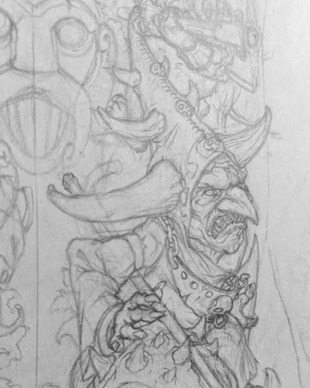 Ornamental demon sketch design