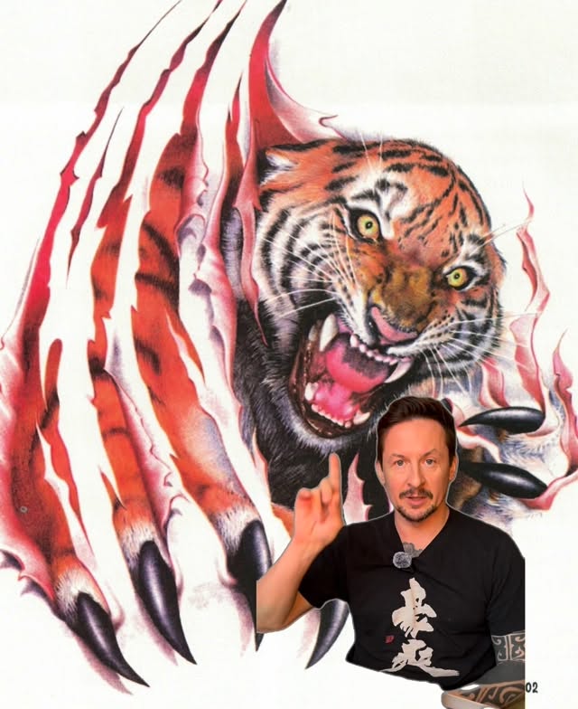 Tiger claw rip portrait, color realism