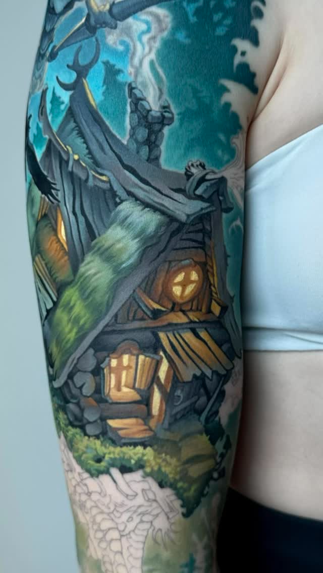 Baba Yaga witch hut sleeve in color