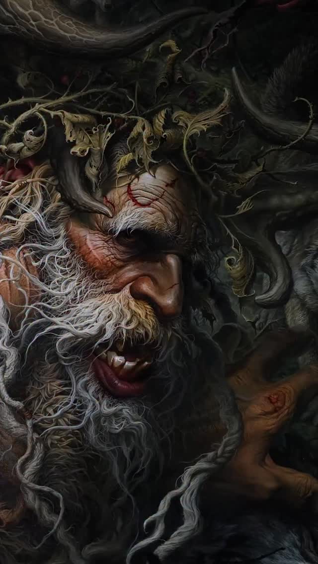 Medusa mythological portrait, illustrative color