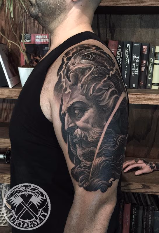 Zeus and eagle tattoo