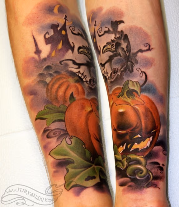 Halloween pumpkin tattoo