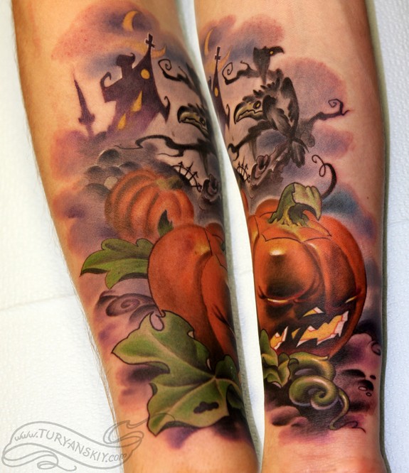 Halloween pumpkin tattoo